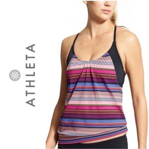 NWT Athleta Capti Stripe Blousy Tankini - 36D/DD